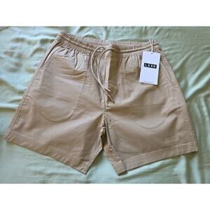 LSKD Men's Beige Flat Front Elastic-Waist Shorts